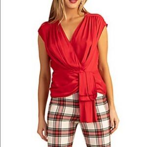 NWT Trina Turk Stunning Ribbon Red Bijou Top Women’s Size 4